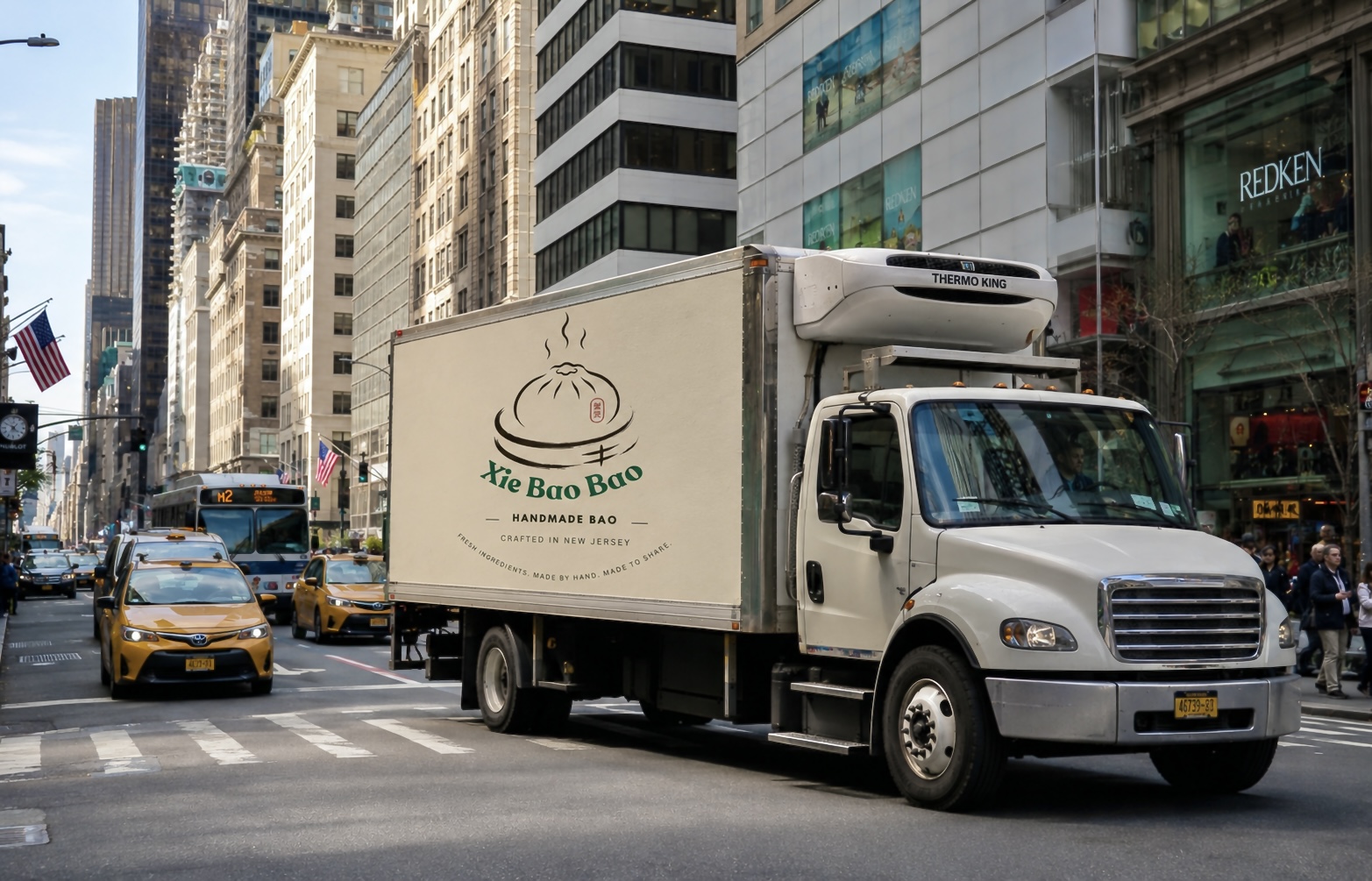 XIE BAO BAO delivery truck on a New York City street