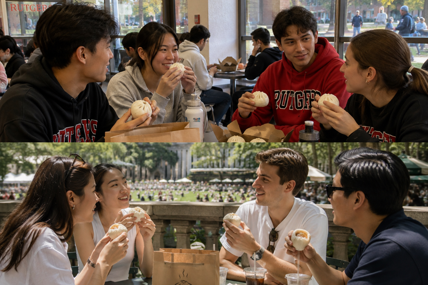 Friends sharing warm XIE BAO BAO together in everyday moments